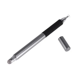 Многофункциональная ручка с круглым тонким наконечником 2 в 1, емкостный стилус для ручек смартфонов, планшетов (серый)