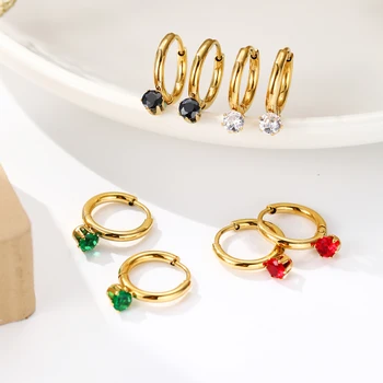 ДИКИЕ и СВОБОДНЫЕ Модные Золотые серьги-кольца из нержавеющей стали, винтажные Разноцветные хрустальные Роскошные модные украшения