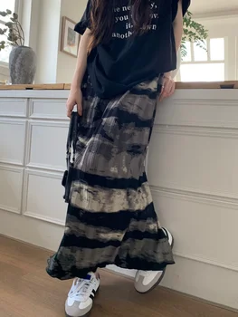 Длинная юбка Миди с принтом в полоску Tie Dye 2023, женские юбки y2k, женская стильная модная корейская одежда, летняя винтажная harajuku, хиппи