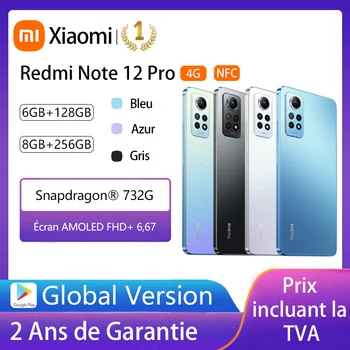 Xiaomi Redmi Note 12 Pro 4G, NFC, Snapdragon® 732G, восьмиядерный процессор, 128 ГБ / 256 ГБ, 6,67 