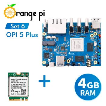 Модуль Wi-Fi Orange Pi 5 Plus 4G + R6, RK3588 2.5G с двумя портами Ethernet с расширением PCIE, одноплатный компьютер