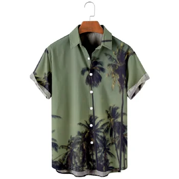 Гавайская рубашка Для Мужчин, Летняя Модная Одежда, Футболка Y2kStreetwear Для Мужчин, Короткий Рукав, Негабаритная Винтажная Пляжная Рубашка Harajuku