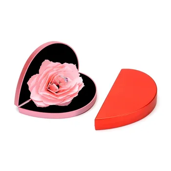 3D Коробка для колец с розами в форме сердца, Коробка для показа колец, Коробка для показа ювелирных изделий