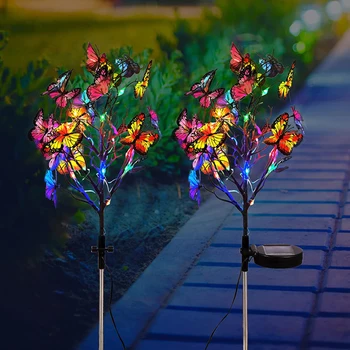 Солнечные светодиодные садовые фонари с бабочками, водонепроницаемая наружная газонная лампа для украшения патио, виллы, свадебного фестиваля