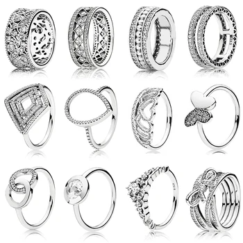Серебро S925 Пробы, простое двойное круглое кольцо в стиле ретро, Европейское оригинальное одинарное высококачественное модное кольцо 1: 1, ювелирные изделия