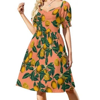Платье с лимоном и листьями, женское роскошное вечернее платье, платья на день рождения для женщин, пляжная одежда для женщин