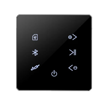 Усилитель Bluetooth в стене, USB SD карта, музыкальная панель, фоновая аудиосистема для умного дома, стерео Ресторан отеля (черный)