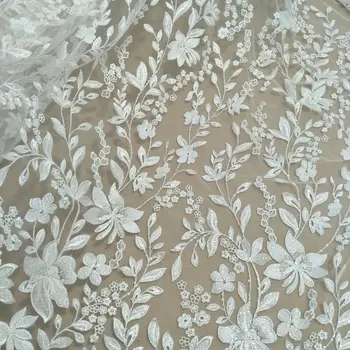 модная кружевная ткань с большим цветком шириной 130 см, свадебное платье, кружевная ткань для платья продается ярдами с блестками