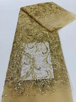 Африканские кружевные ткани с блестками, тяжелые Роскошные хрустальные бусины ручной работы, блестящая сетка 2023, высококачественная тюлевая свадьба в Нигерийском стиле с бисером