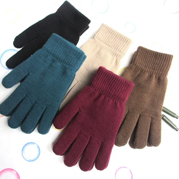 Женские кашемировые вязаные перчатки, осень, грелка для рук, Зима, Утолщенная подкладка, варежки с полными пальцами, лыжные короткие перчатки на запястьях, теплые