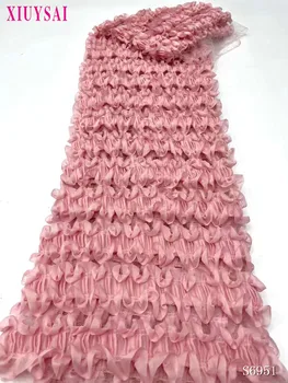 Высококачественная Элегантная Французская Сетка с вышивкой Тюль 3D цветочная ткань Африканская Нигерийская кружевная ткань для свадебного платья