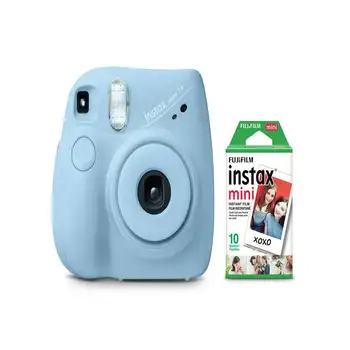 INSTAX Mini 7+ Эксклюзивный блистерный комплект с бонусной упаковкой пленки (10 упаковок мини-пленки), светло-синий