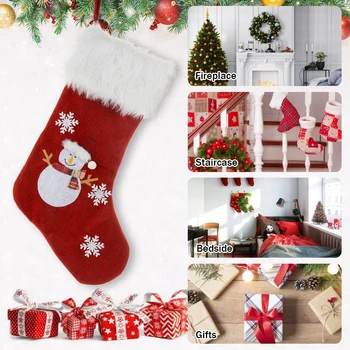 Рождественские чулки с подсветкой и шнурком Красные Рождественские Чулки Подарочный пакет Рождественские украшения Принадлежности для домашнего декора