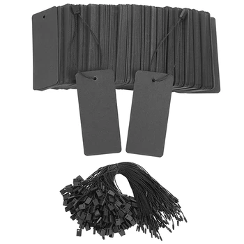 400 Комплектов черных ценников на веревочке Подарочные Бирки с английскими Булавками Пользовательские Бирки для одежды Ценники