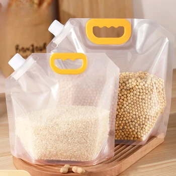 5 шт. Многоцелевой мешок для хранения риса и зерна с носиком, пищевой Герметичный мешочек для домашней организации и консервирования