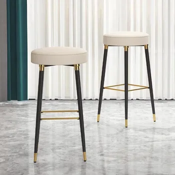 Кухонный Низкий белый барный стул, круглый современный водонепроницаемый обеденный стул в минималистичном стиле, шезлонги для макияжа на стойке регистрации, мебель в скандинавском стиле