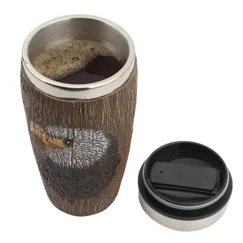 Кофейные стаканы с крышками, изолированная дорожная чашка с крышками, 400 мл, кофейная чашка с изоляцией из искусственной древесной коры, креативные подарки для дома