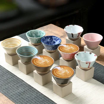 100 мл Креативная Керамическая Кофейная Кружка в стиле ретро, чашка для чая из грубой керамики, японский Латте, Фарфоровая чашка с цветочным рисунком, Керамическая Чашка для кофе