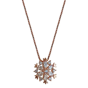 Winnter, цепочка для свитера со снежным цветком, ожерелье со стразами для женщин, девочек