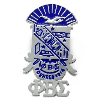 Изготовленная на заказ металлическая гравировка буквы PHI BETA SIGMA значок общества братства Эмалевая ювелирная брошь булавка