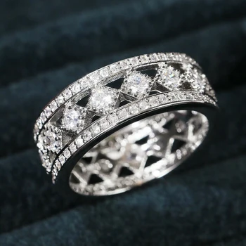 Новые модные Женские Обручальные кольца по контракту, кольца с выдалбливанием, с полным покрытием из CZ-камня, Обещающие Кольца, ювелирные изделия для вечеринок
