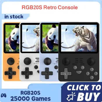 Игровая консоль POWKIDDY RGB20S в стиле ретро, 3,5-дюймовый мини-портативный игровой плеер с двойным джойстиком с открытым исходным кодом, подарок для детей, Черный