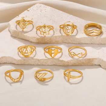 Модное кольцо из нержавеющей стали Золотого цвета Геометрической формы, Нерегулируемый обруч, Элегантные украшения для пальцев, аксессуары для женщин, подарок