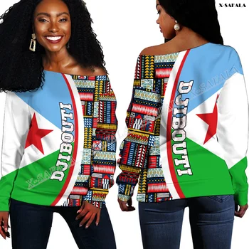 Африка Коморские Острова Сан-Томе-Принсипи Конго Габон Djbouti Укороченный свитер с 3D принтом с открытыми плечами, женский Джемпер с длинным рукавом, Свободная рубашка