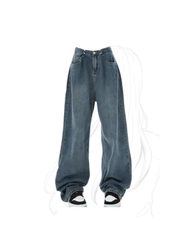 Женские джинсы Широкие джинсовые брюки Прямые женские Y2k оверсайз с высокой талией Синие ковбойские брюки Модная уличная одежда Лето 2023