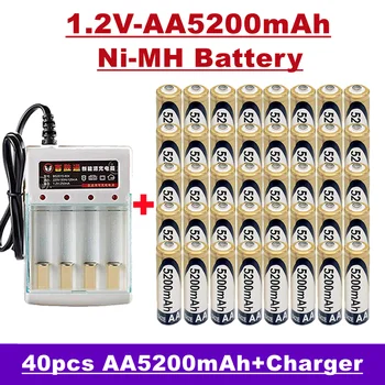 AA batterie rechargeable Nimh, 1,2V 5200mah, pour télécommande, réveil, MP3, etc., à vendre avec chargeur