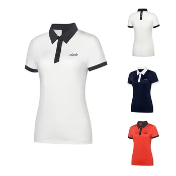 Женская футболка для гольфа нового стиля с короткими рукавами, быстросохнущая, дышащая, впитывающая влагу рубашка-поло, повседневная спортивная одежда на открытом воздухе