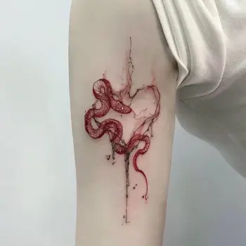 Красная змеиная татуировка, сексуальная временная татуировка, наклейка, панк-фестиваль тату в виде сердца Гадюки, поддельные татуировки для женщин, дешевые товары, наклейки