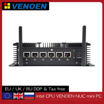 6 * LAN Мини-ПК Core i5 10210U 8265U HDMI 2 * RS232 Celeron 3865U ITX Безвентиляторный Промышленный Брандмауэр Маршрутизатор pfSense Сервер 3G/4G WiFi