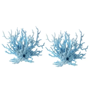 2X Аквариумных Рыбки Светло-Голубой Искусственный Пластиковый Коралловый Декор