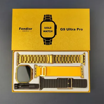 Новые умные часы G9 Ultra Pro Gold Ultra Series 8 с функцией NFC и Bluetooth для звонков, мужские умные часы 2023 с ультра беспроводной зарядкой Watch для Apple