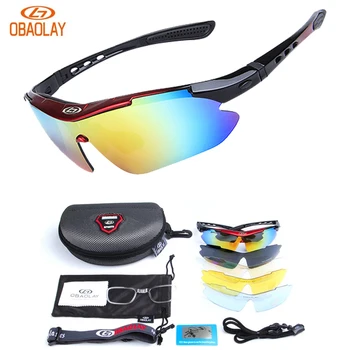 Очки OBAOLAY Поляризованные UV400 Велосипедные Спортивные солнцезащитные очки Велосипедные очки Goggle Очки для рыбалки на открытом воздухе 5 линз Мужчины Женщины