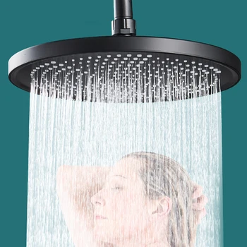 Большая 25-сантиметровая насадка для душа с дождевой насадкой для ванной комнаты, регулируемые по стене насадки для душа, Серебристо-черные детали для душа