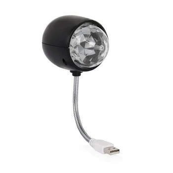 USB-лампа с диско-шаром, вращающаяся светодиодная лампа для сцены RGB-цвета, лампа для вечеринки с подсветкой для книг 3 Вт, питание от USB (черная)