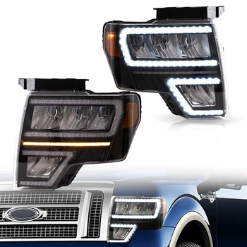 Заводские оптовые продажи VLAND Анимация запуска переднего фонаря DRL Raptor 2009-2014, полностью светодиодные фары 2011 года для Ford F150