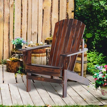 Деревянный стул Adirondack, уличный садовый стул для патио с подстаканником, устойчивая к атмосферным воздействиям садовая мебель для садов на заднем дворе