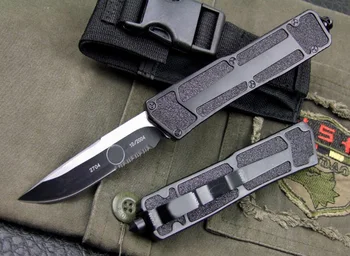 Нож Micro OTF Tech серии SC 440A, Стальное лезвие с зазубренным одинарным краем, Алюминиевая ручка из сплава твердости 58HRC, нож для самообороны