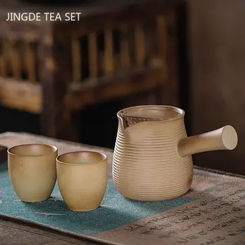 Антикварный Чайник Из Грубой Керамики Бытовой Керамический Чайник Для Заварки Чая Китайский Чайный Сервиз С Боковой Ручкой Фильтр Красоты Чайник Чайная Чашка