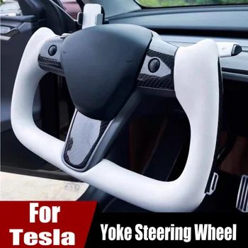 Для подогрева рулевого колеса Tesla Y 3, Дополнительная Персонализированная Ручка из настоящего углеродного волокна, модель 3, с 2017 по 2023 год
