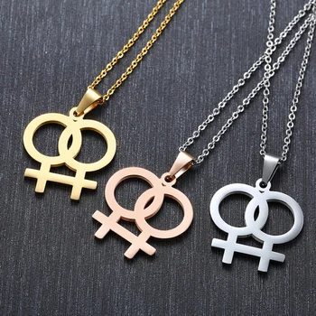 Ожерелье с символом Венеры, персонализированный кулон для пары, Женский символ, Гламурные женские лесбийские свадебные украшения