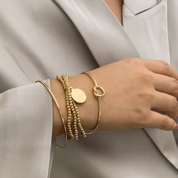 Набор круглых браслетов с блестками для женщин Персонализированный дизайн эластичного браслета в стиле панк с бисером Модные Аксессуары Украшения для рук