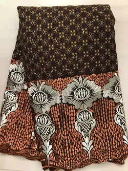 Модные Африканские кружевные материалы из 100% хлопка, Высококачественное 5-ярдовое Нигерийское свадебное платье с вышивкой камнями, Африканская кружевная ткань