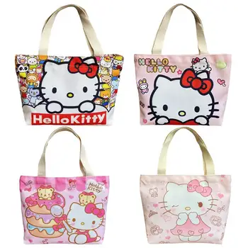 Милая мультяшная сумка Kittys из аниме Kawaii Sanrioed, школьная сумка, большая вместительная сумка для покупок, сумка для ланча, подарок для девочки