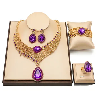 Наборы ювелирных изделий из 18-каратного золота в Дубае для женщин, Модное Нигерийское ожерелье, Набор свадебных украшений Оптом