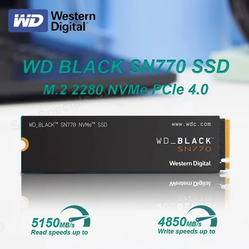 Western Digital NVMe SSD WD_BLACK SN770 Внутренний Игровой Твердотельный накопитель Gen4 PCIe 4.0 M.2 со скоростью 2280 до 5150 Мбит/с Для ноутбука PS5